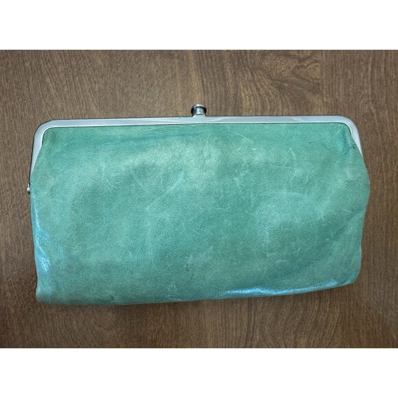 HOBO Robin Frame Green Leather Kisslock Wallet Clutch - Picture 2 of 7